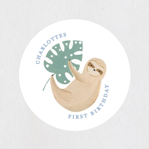 This is a jungle leaf kids stickers with standard by Sarah Knight called jungle hang outs printing on uncoated sticker paper in sticker