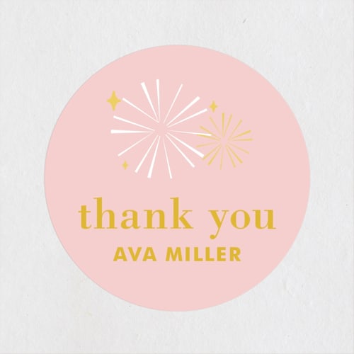 This is a glittery gold kids stickers with standard by Melanie Severin called sparklers printing on uncoated sticker paper in sticker