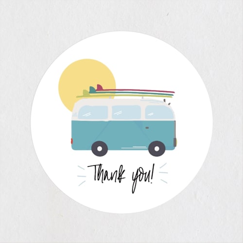 This is a blue skies kids stickers with standard by Maggie Maeve called surfer's dream beach bash printing on uncoated sticker paper in sticker