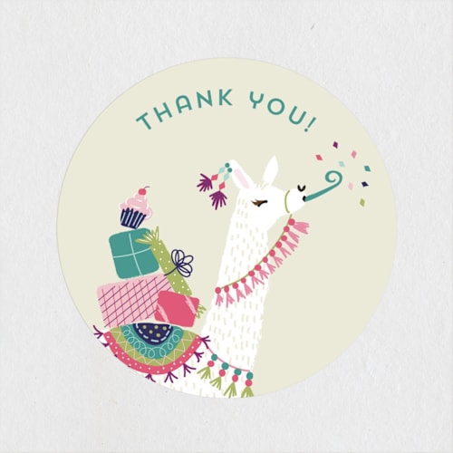 This is a coral kids stickers with standard by Jackie Crawford called party llama printing on uncoated sticker paper in sticker