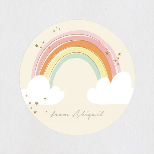 This is a sand kids stickers with standard by Kiersten Garner called rainbow birthday printing on uncoated sticker paper in sticker