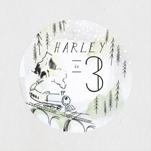 This is a cinders kids stickers with standard by Baumbirdy called winter train printing on uncoated sticker paper in sticker