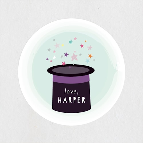 This is a plum kids stickers with standard by Itsy Belle Studio called poof! printing on uncoated sticker paper in sticker