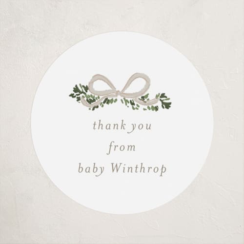 This is a taupe kids stickers with standard by Itsy Belle Studio called ribbonly frame printing on uncoated sticker paper in sticker