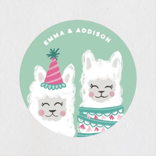 This is a aqua kids stickers with standard by Jessie Steury called palpaca printing on uncoated sticker paper in sticker