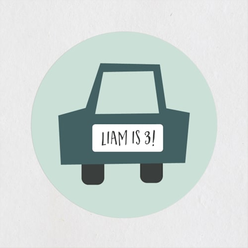 This is a aqua kids stickers with standard by Amy Payne called shiny cars printing on uncoated sticker paper in sticker