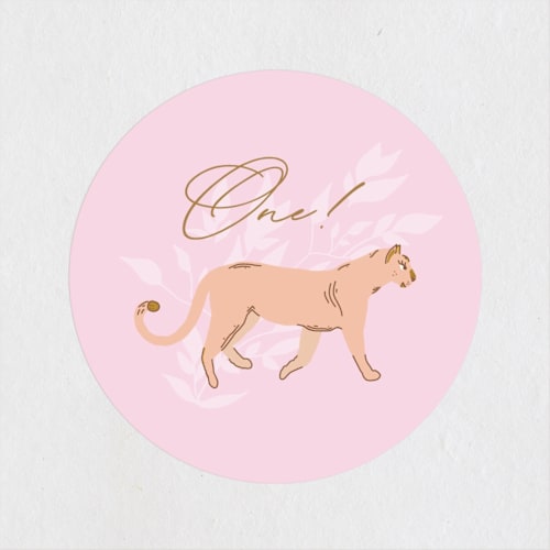 This is a caramel kids stickers with standard by Phrosné Barwood called one safari printing on uncoated sticker paper in sticker