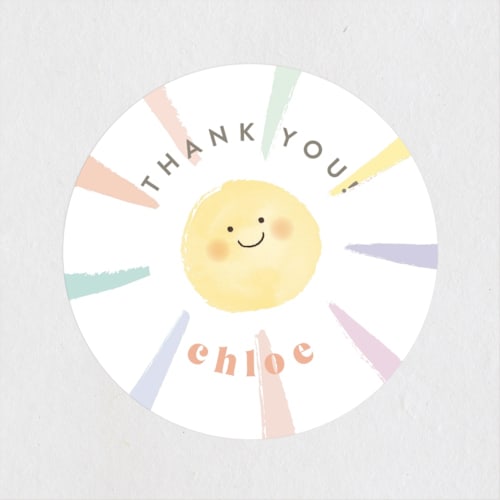 This is a sherbet kids stickers with standard by Jennifer Wick called rainbow sun printing on uncoated sticker paper in sticker