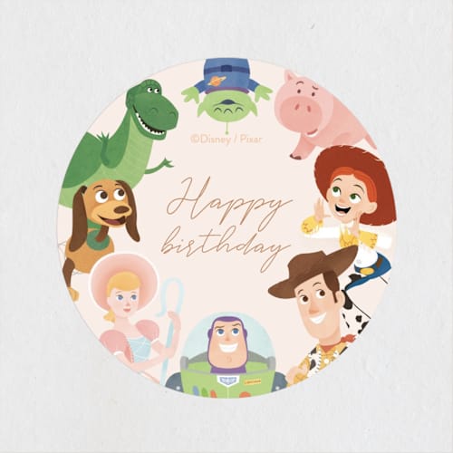 This is a taupe kids stickers with standard by Sabrin Deirani called disney's and pixar toy story friends printing on uncoated sticker paper in sticker