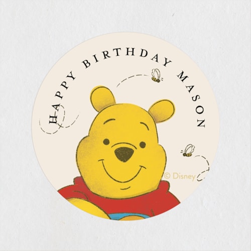 This is a cornflower kids stickers with standard by Snow and Ivy called disney's pooh birthday printing on uncoated sticker paper in sticker