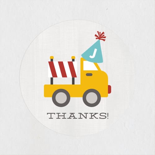 This is a firetruck kids stickers with standard by Michelle Poe called dig it printing on uncoated sticker paper in sticker