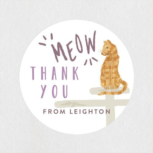This is a voilet kids stickers with standard by Shiny Penny Studio called purrefect kittens printing on uncoated sticker paper in sticker