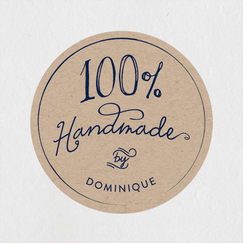 This is a kraft custom stickers with standard by Jennifer Thomke called 100% handmade printing on uncoated sticker paper in sticker