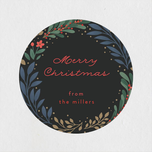 This is a snow custom stickers with standard by Shannon Chen of Four Wet Feet Studio called reindeer forest printing on uncoated sticker paper in sticker