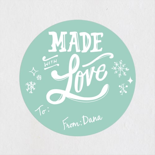 This is a mint custom stickers with standard by KirstenEva called made with love printing on uncoated sticker paper in sticker