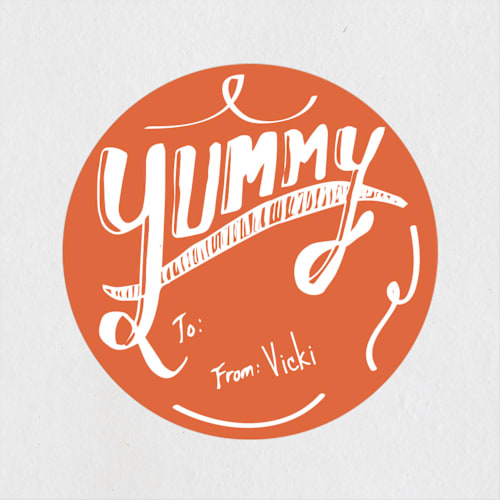 This is a tangerine custom stickers with standard by KirstenEva called yummy printing on uncoated sticker paper in sticker