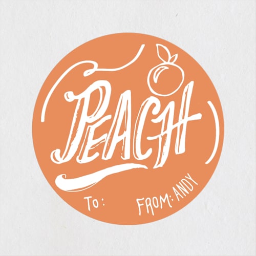This is a peach custom stickers with standard by KirstenEva called peach printing on uncoated sticker paper in sticker