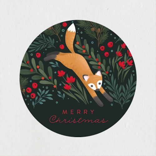 This is a charcoal custom stickers with standard by Shannon Chen of Four Wet Feet Studio called festive animals printing on uncoated sticker paper in sticker