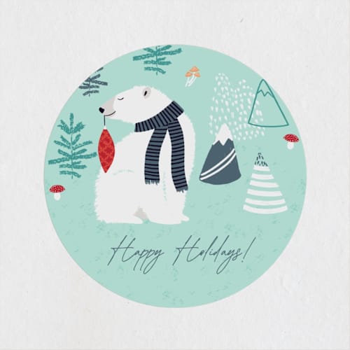 This is a turquoise custom stickers with standard by Metka Hiti called christmas bears printing on uncoated sticker paper in sticker