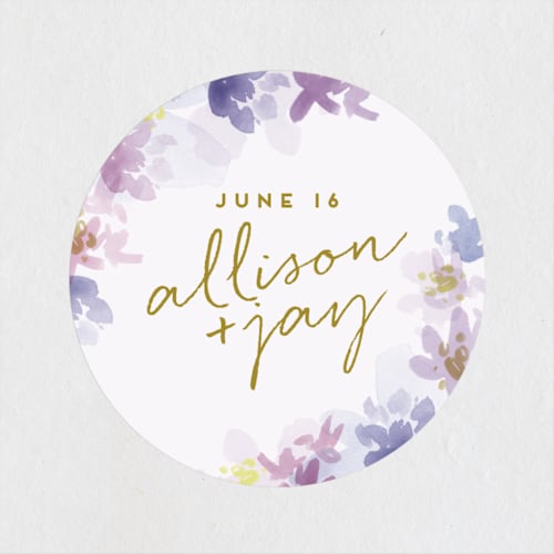 This is a golden custom stickers with standard by Olivia Kanaley Inman called pressed petals printing on uncoated sticker paper in sticker