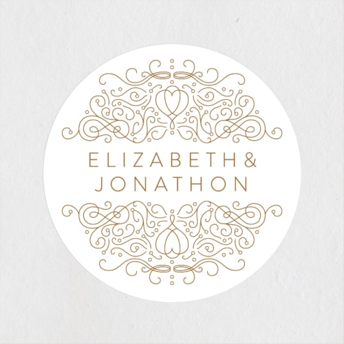 This is a champagne custom stickers with standard by Phrosné Barwood called bedazzled printing on uncoated sticker paper in sticker