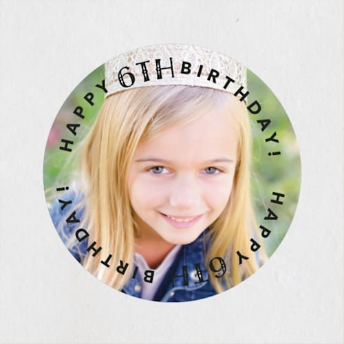 This is a onyx custom stickers with standard by Christina Novak called fun happy birthday printing on uncoated sticker paper in sticker