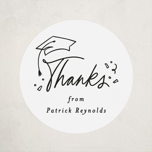 This is a cotton graduation stickers with standard by Creo Study called cap off printing on uncoated sticker paper in sticker