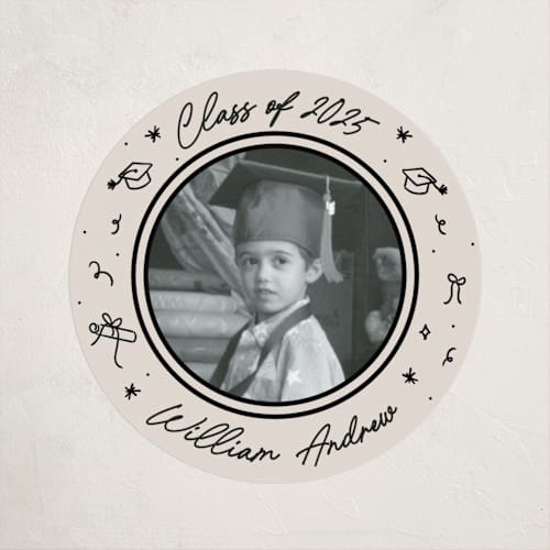 This is a onyx custom stickers with standard by Ashley Iwafuchi called illustrated grad printing on uncoated sticker paper in sticker