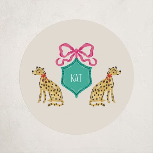 This is a peony custom stickers with standard by Jackie Crawford called whimsical cheetas printing on uncoated sticker paper in sticker