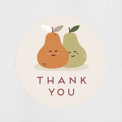 This is a clay baby shower favor labels with standard by Erica Krystek called sweet pair printing on uncoated sticker paper in sticker