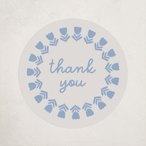 This is a sky baby shower favor labels with standard by Kelly Watkins called tulips printing on uncoated sticker paper in sticker