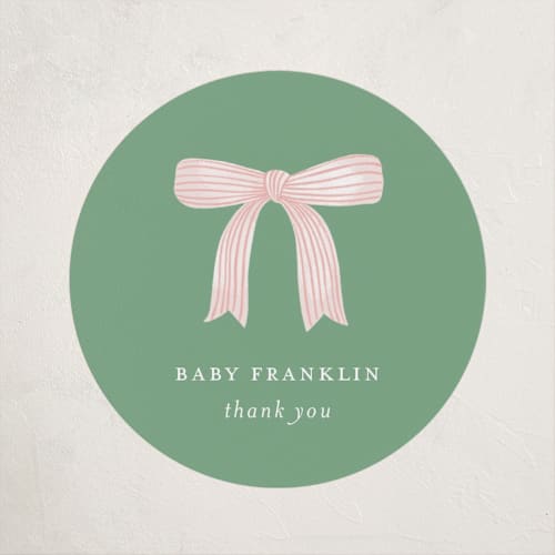 This is a blush baby shower favor labels with standard by Paper Raven Co. called dainty garden printing on uncoated sticker paper in sticker