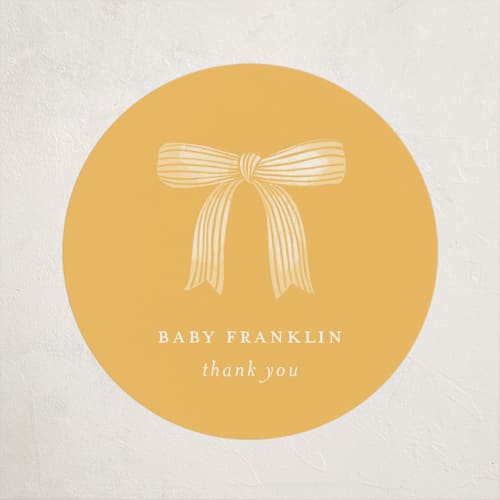 This is a buttercup baby shower favor labels with standard by Paper Raven Co. called dainty garden printing on uncoated sticker paper in sticker