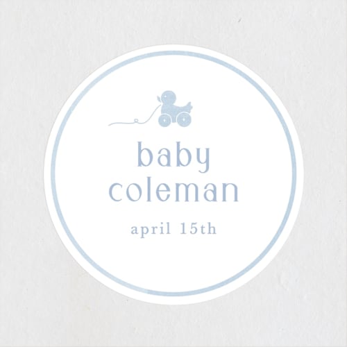 This is a sky baby shower favor labels with standard by Melinda Denison called simply classic printing on uncoated sticker paper in sticker