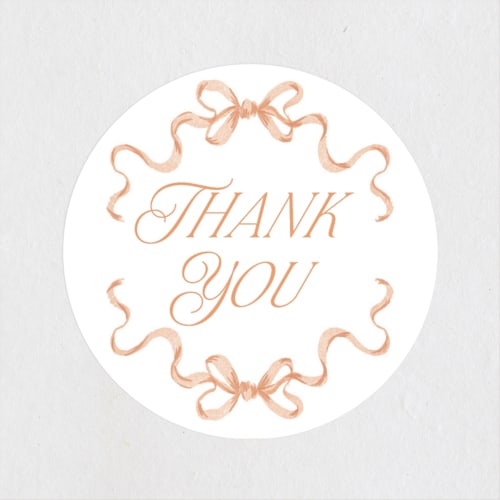 This is a tangerine baby shower favor labels with standard by Jackie Crawford called doodle bow frame printing on uncoated sticker paper in sticker