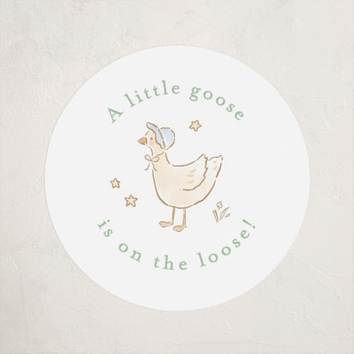 This is a mint baby shower favor labels with standard by Jennifer Wick called nursery rhyme printing on uncoated sticker paper in sticker