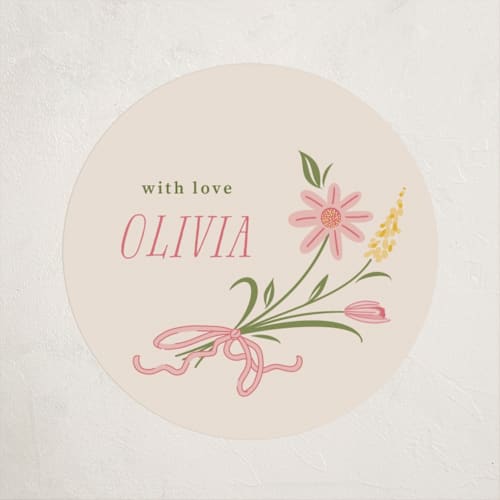 This is a garden baby shower favor labels with standard by letterfix called little bud printing on uncoated sticker paper in sticker