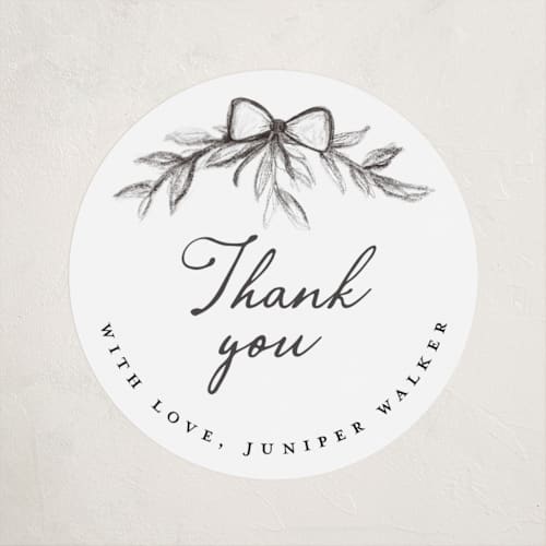 This is a graphite baby shower favor labels with standard by Maja Cunningham called story time printing on uncoated sticker paper in sticker