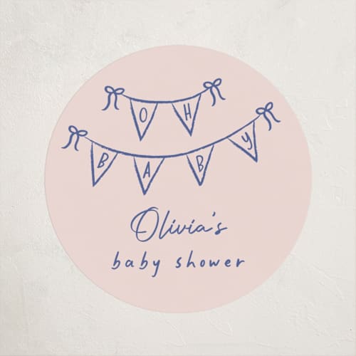 This is a cupcake baby shower favor labels with standard by Ashley Iwafuchi called baby garland printing on uncoated sticker paper in sticker