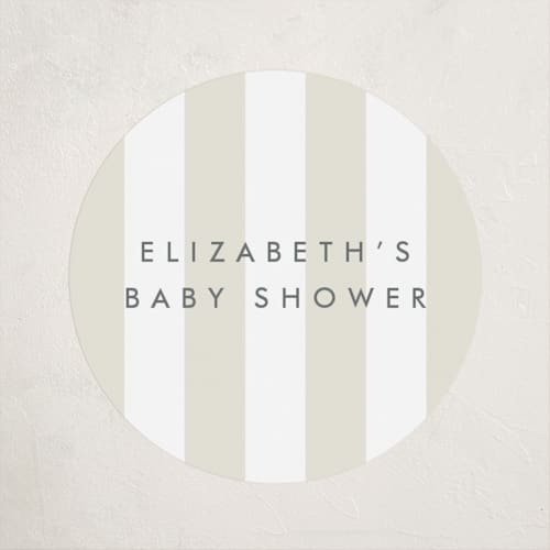 This is a ivory baby shower favor labels with standard by Baumbirdy called boardwalk printing on uncoated sticker paper in sticker