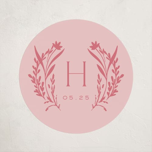 This is a rose baby shower favor labels with standard by Leah Bisch called wildflower printing on uncoated sticker paper in sticker