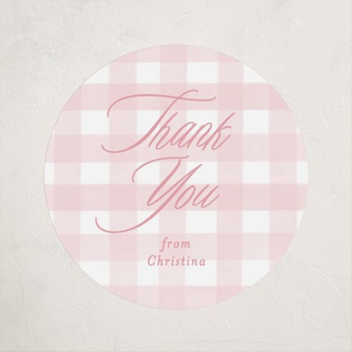 This is a cotton candy baby shower favor labels with standard by Creo Study called classic gingham printing on uncoated sticker paper in sticker