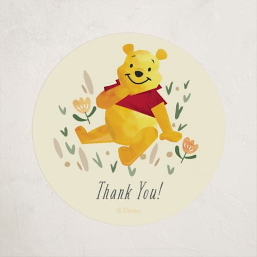 This is a honey baby shower favor labels with standard by Oma N. Ramkhelawan called disney's winnie the pooh garden printing on uncoated sticker paper in sticker