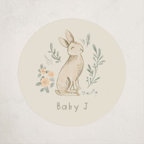 This is a ginger baby shower favor labels with standard by Creo Study called vintage woodland printing on uncoated sticker paper in sticker