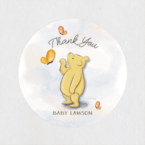 This is a honey baby shower favor labels with standard by The Savage Label called vintage winnie the pooh baby shower invite printing on uncoated sticker paper in sticker