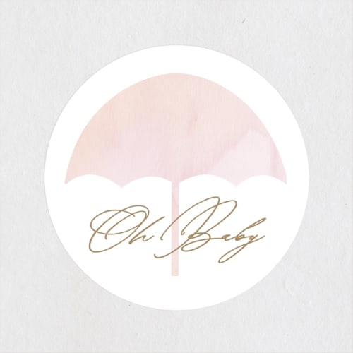 This is a rose baby shower favor labels with standard by Phrosné Barwood called gilded shower printing on uncoated sticker paper in sticker