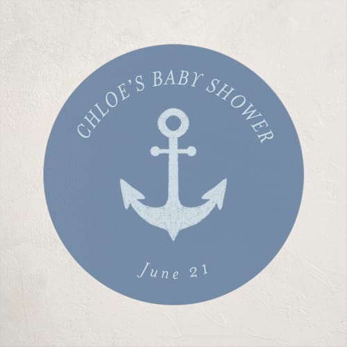 This is a sea baby shower favor labels with standard by Brynne Foster called ahoy printing on uncoated sticker paper in sticker