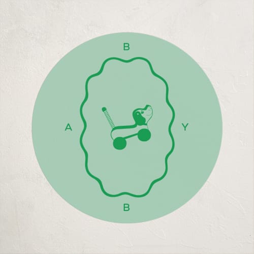This is a mint baby shower favor labels with standard by Jen Ramsey called vintage classic printing on uncoated sticker paper in sticker