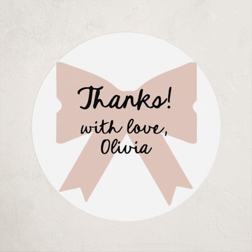 This is a blush baby shower favor labels with standard by AK Graphics called gift printing on uncoated sticker paper in sticker