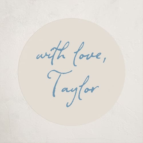 This is a dusty blue baby shower favor labels with standard by Cass Loh called ribbon bow drawing printing on uncoated sticker paper in sticker